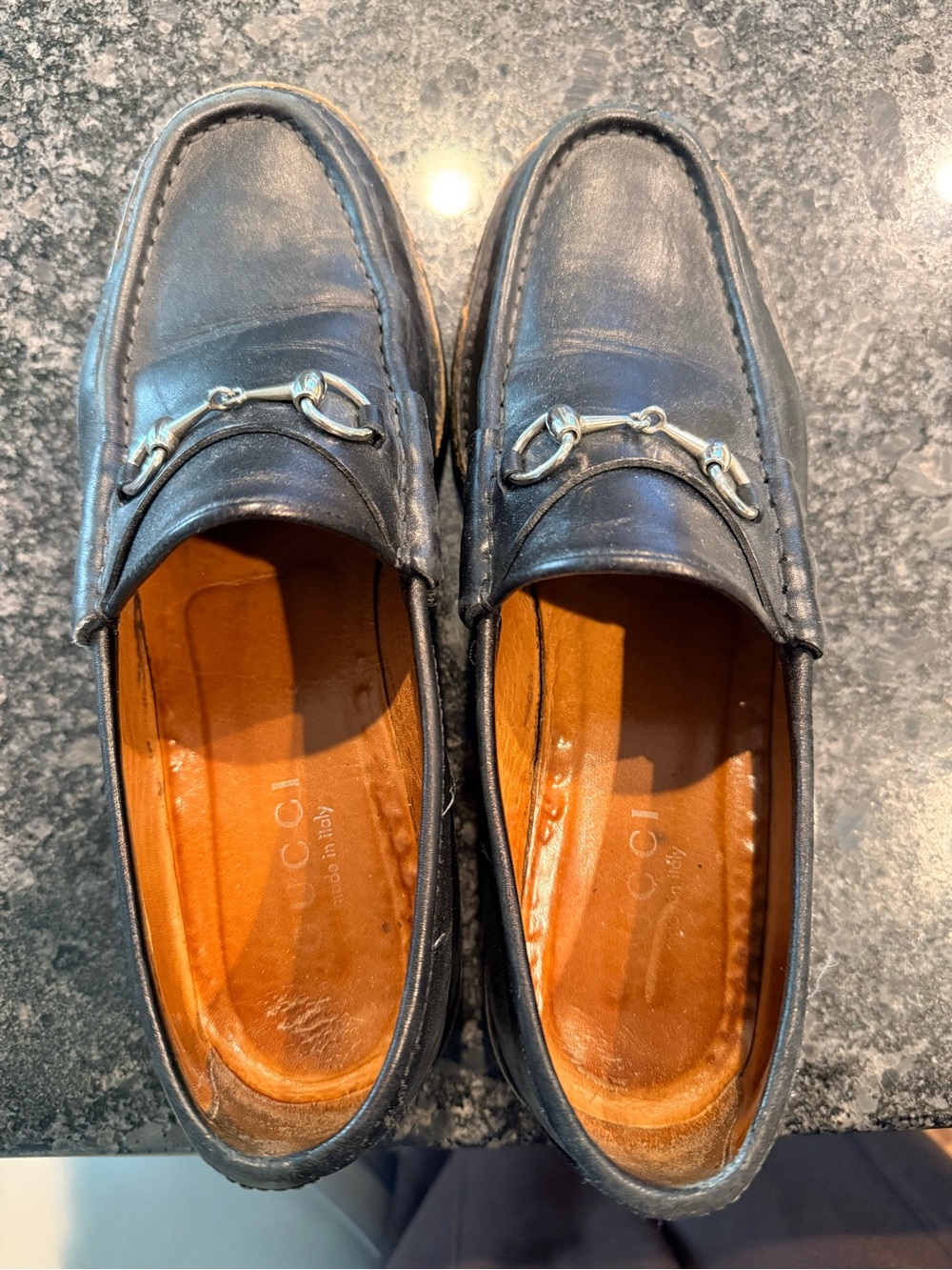 Gucci Women’s Black Leather Horsebit Lug Sole Loafers 8.5